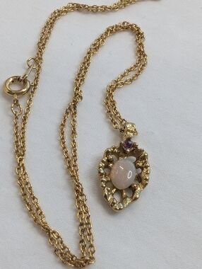 Vintage Opal & Ruby Gold Van Doren Necklace